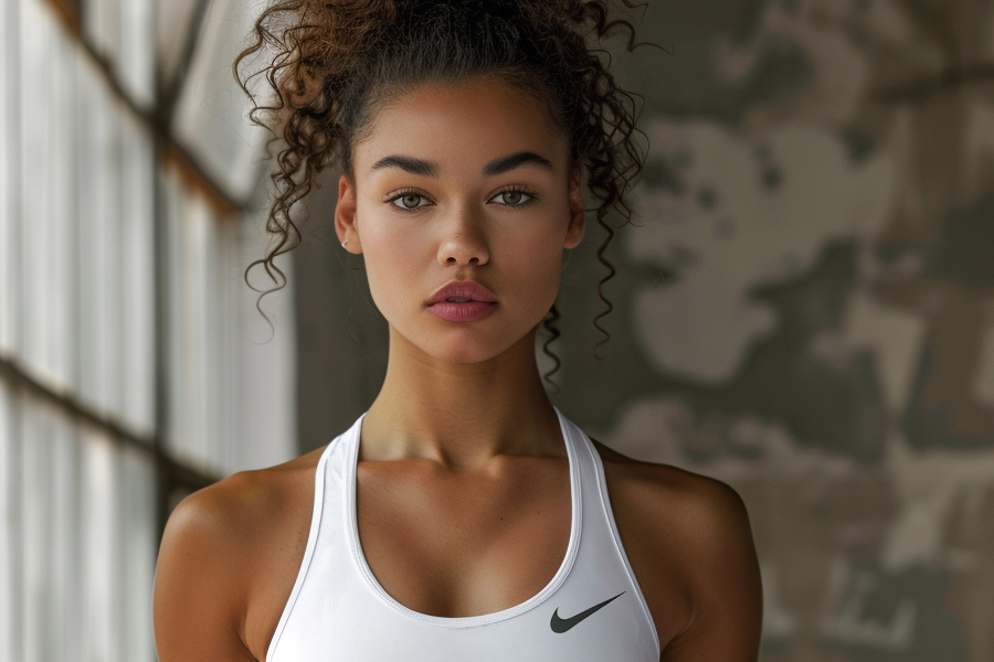 Nike White Sleeveless Fitness Top with Print
